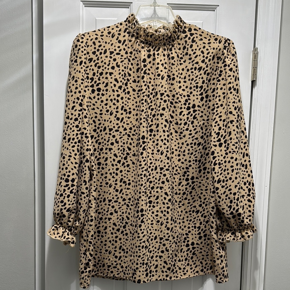 Leopard Print Ruffle Blouse